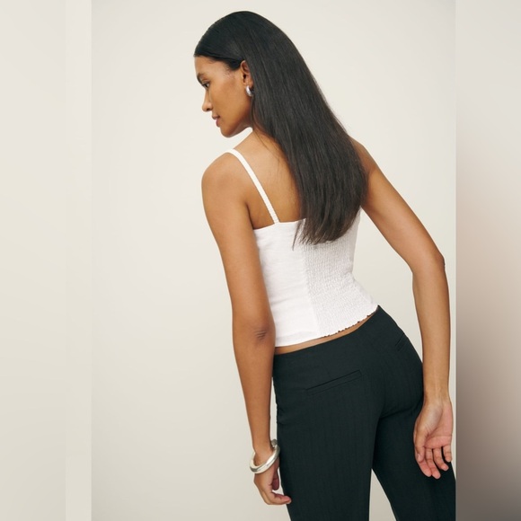 NEW Reformation Emery Linen Top Flower Detail White Ivory | size 2 - Picture 3 of 12